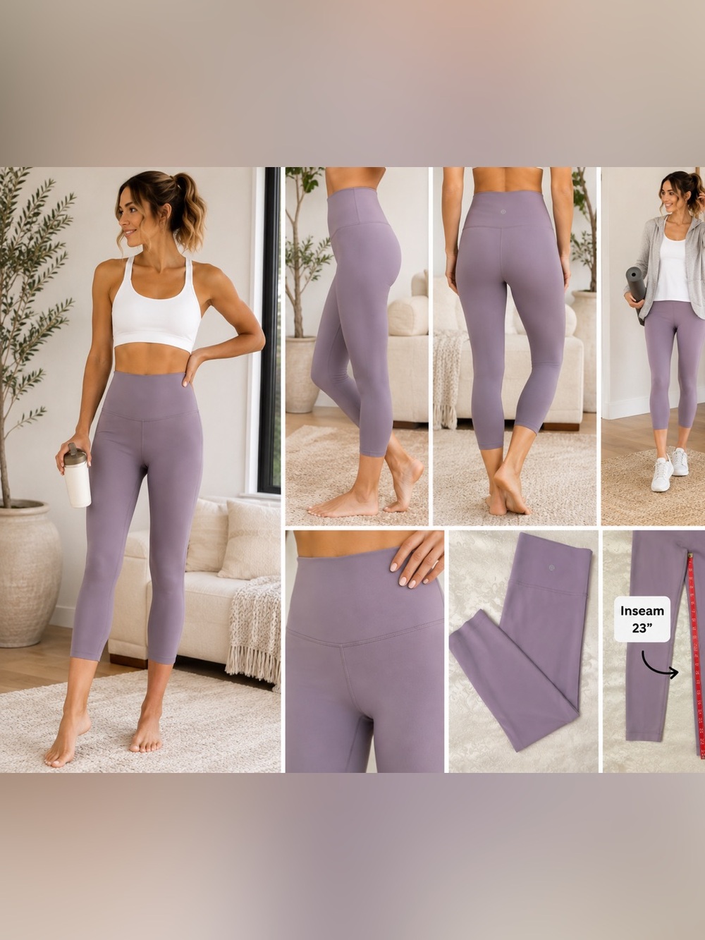 lululemon Align High-Rise Crop 23” Leggings Lavender Purple Size 10